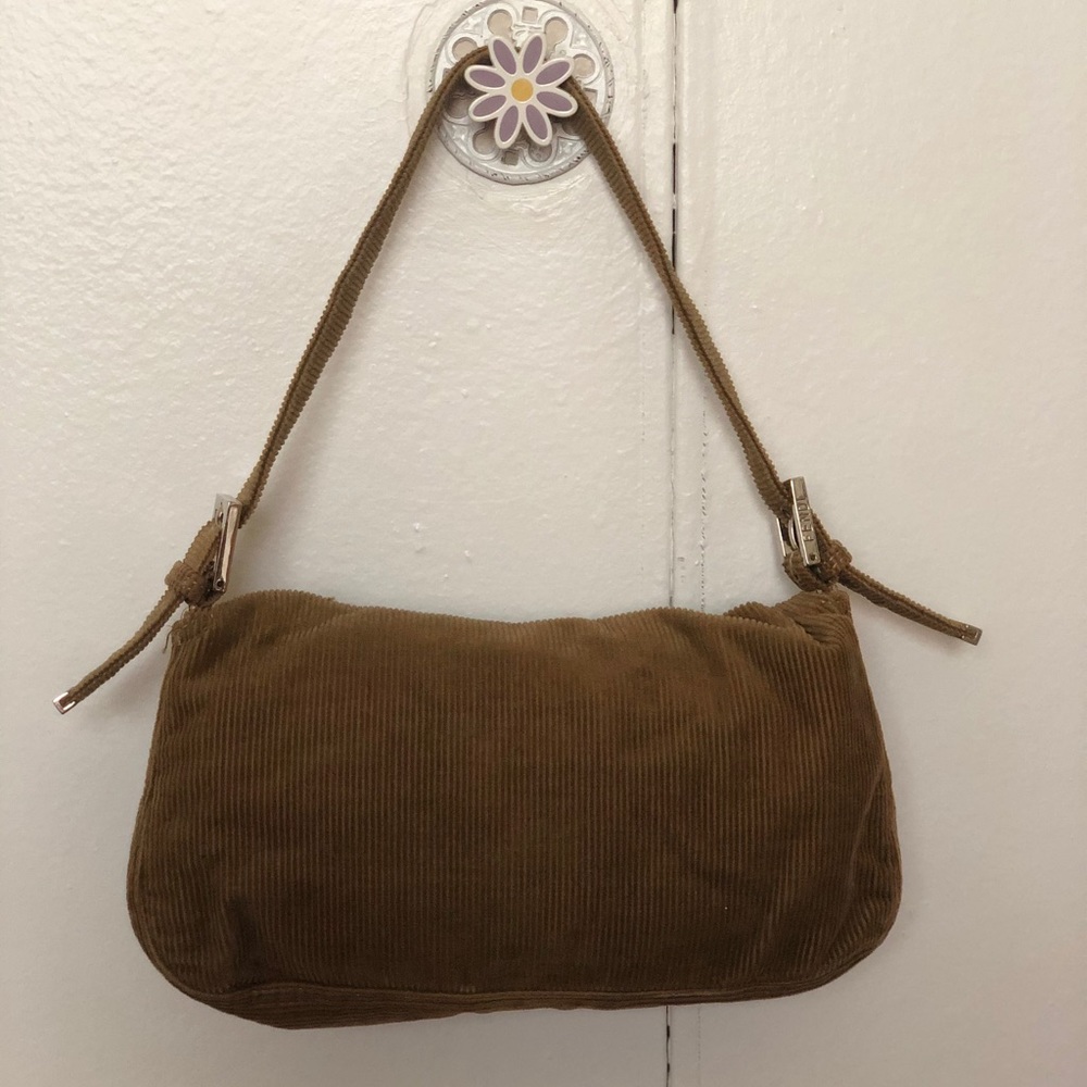 Fendi Beige Corduroy Baguette Bag Authentic Y2K - Picture 3 of 8